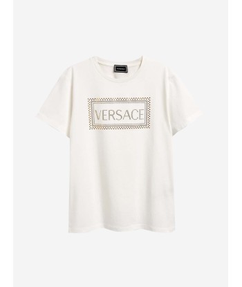 Versace Girls Cotton Studs Logo T-Shirt pas chere