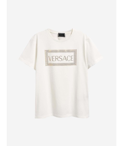 Versace Girls Cotton Studs Logo T-Shirt pas chere