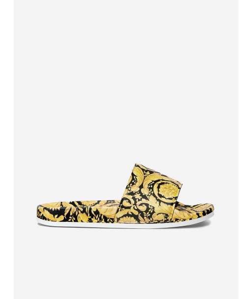 Versace Kids Barocco Print Sliders in Gold Economisez 