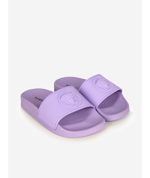 Versace Girls Medusa Logo Sliders in Lilac la chaussure