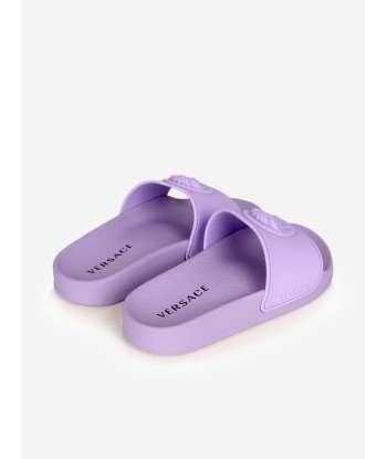 Versace Girls Medusa Logo Sliders in Lilac la chaussure