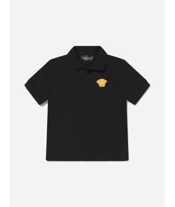 Versace Boys Medusa Logo Polo Shirt in Black À commander