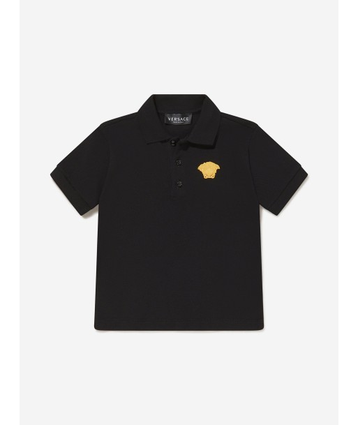 Versace Boys Medusa Logo Polo Shirt in Black À commander