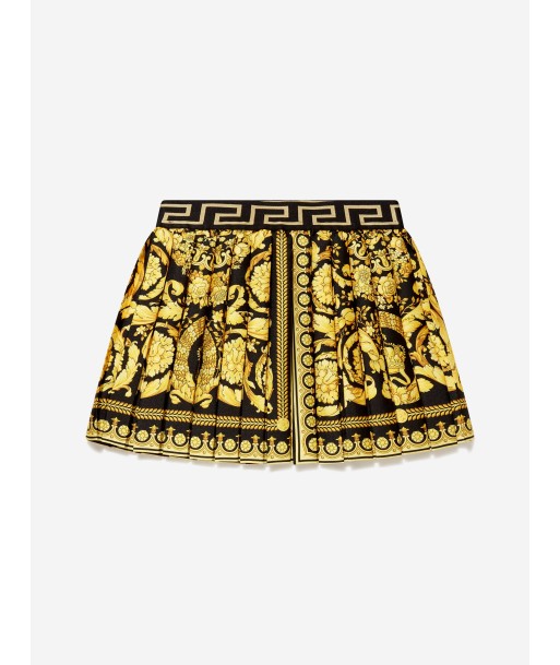 Versace Girls Barocco Pleated Skirt in Black Découvrez la collection