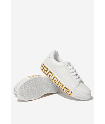 Versace Kids Leather La Greca Trainers meilleur choix