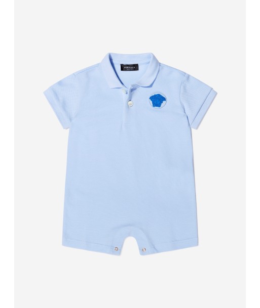 Versace Baby Boys Polo Romper in Blue offre 