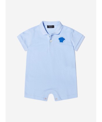 Versace Baby Boys Polo Romper in Blue offre 