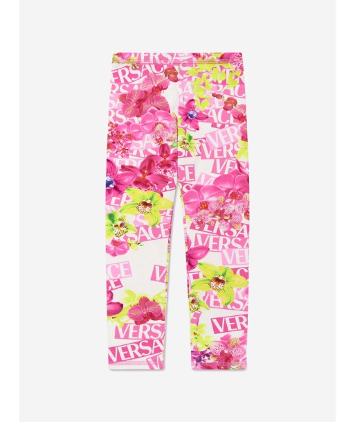 Versace Girls Orchid Logo Leggings in White pour bénéficier 