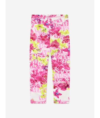 Versace Girls Orchid Logo Leggings in White pour bénéficier 