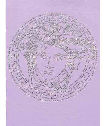 Versace Girls Crystal Medusa Logo T-Shirt in Lilac Voir les baskets