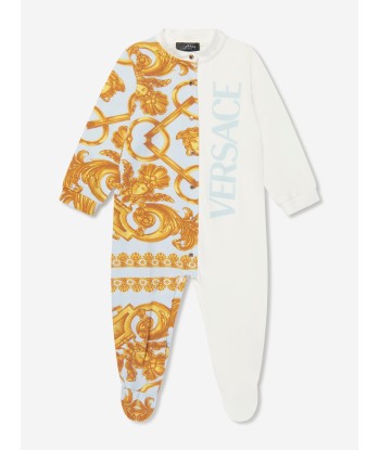 Versace Baby Boys Logo Babygrow in White Les magasins à Paris