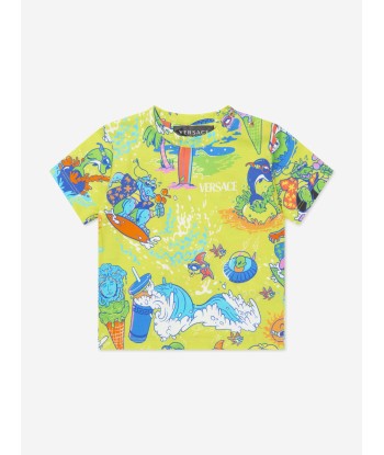 Versace Baby Boys Summer Print T-Shirt in Yellow Amélioration de cerveau avec