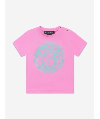 Versace Baby Girls Medusa Logo T-Shirt in Pink Venez acheter