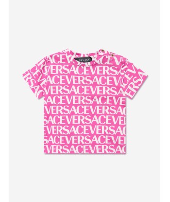 Versace Baby Girls Logo Print T-Shirt in Pink Dans la société mordern