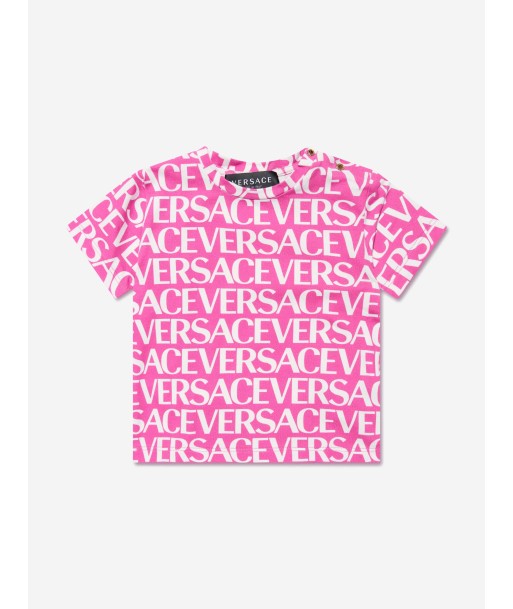 Versace Baby Girls Logo Print T-Shirt in Pink Dans la société mordern