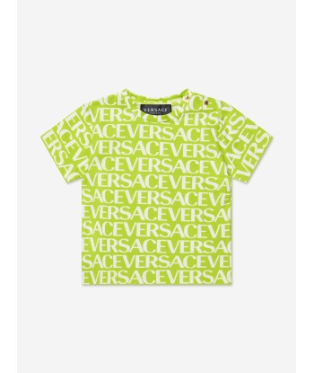 Versace Baby Logo Print T-Shirt in Green pas cher