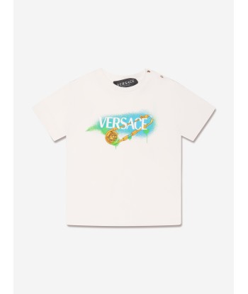 Versace Baby Boys Logo T-Shirt in White Les magasins à Paris