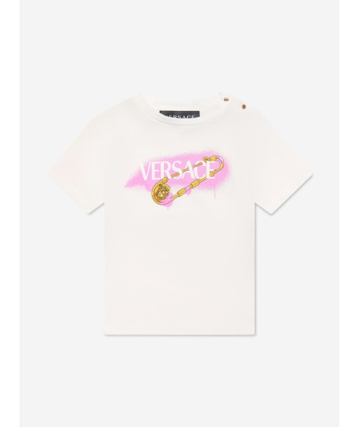 Versace Baby Girls Logo T-Shirt in White de pas cher