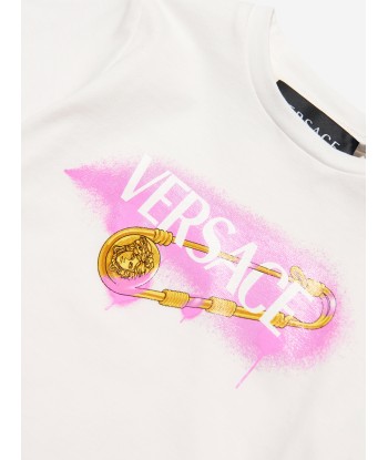 Versace Baby Girls Logo T-Shirt in White de pas cher