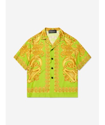 Versace Boys Barocco Short Sleeve Shirt in Lime des créatures d'habitude