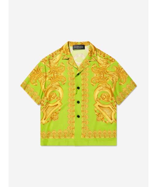 Versace Boys Barocco Short Sleeve Shirt in Lime des créatures d'habitude