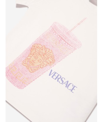 Versace Baby Girls Travel Cup T-Shirt in White pas cher 