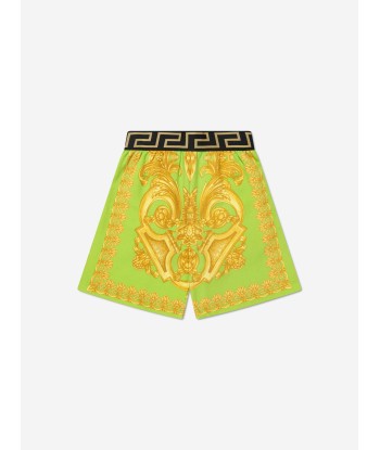 Versace Boys Barocco Print Shorts in Lime sélection de produits