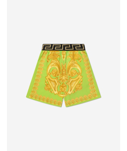 Versace Boys Barocco Print Shorts in Lime sélection de produits