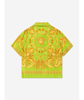 Versace Boys Barocco Short Sleeve Shirt in Lime des créatures d'habitude