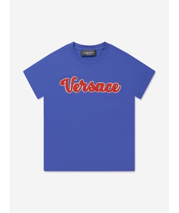 Versace Boys Logo T-Shirt in Blue pour bénéficier 