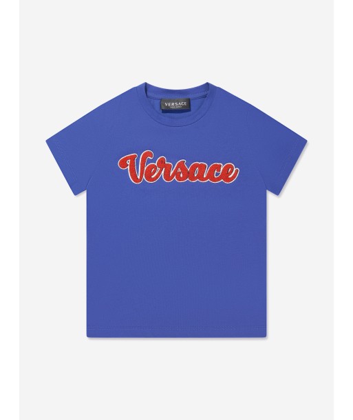 Versace Boys Logo T-Shirt in Blue pour bénéficier 