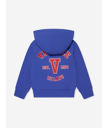 Versace Boys Logo Zip Up Top in Blue les muscles