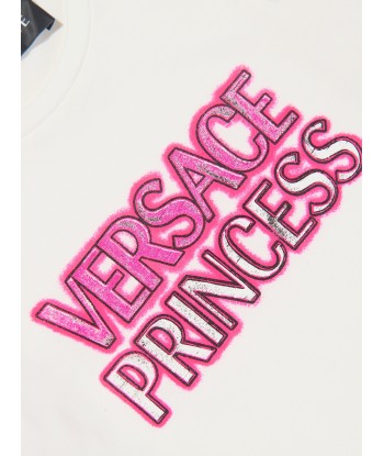 Versace Baby Girls Princess Logo T-Shirt in White livraison et retour toujours gratuits