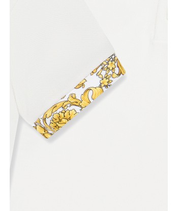 Versace Baby Boys Barocco Polo Shirt in White brillant des détails fins