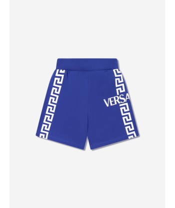 Versace Boys La Greca Logo Shorts in Blue de France