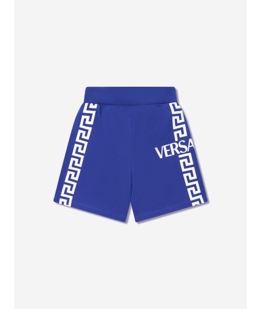 Versace Boys La Greca Logo Shorts in Blue de France