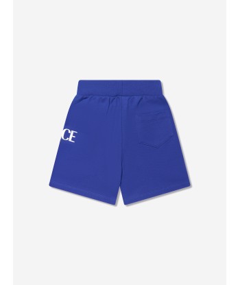 Versace Boys La Greca Logo Shorts in Blue de France