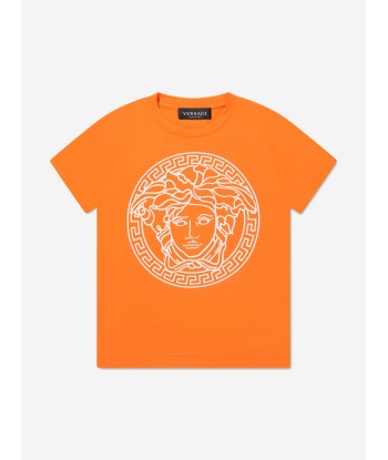 Versace Boys Medusa Logo T-Shirt in Orange la livraison gratuite