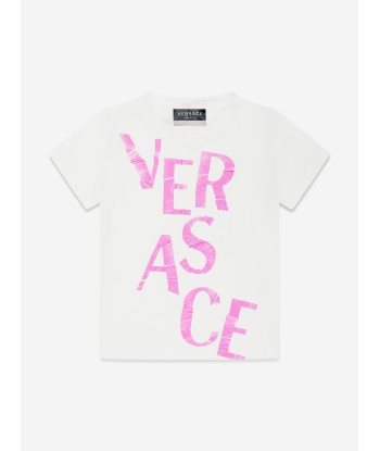 Versace Girls Logo Print T-Shirt in White Comment ça marche