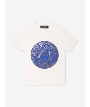 Versace Boys Medusa Logo T-Shirt in White l'achat 