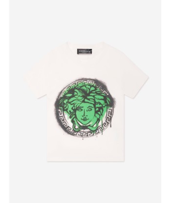 Versace Boys Medusa Logo T-Shirt in White en ligne