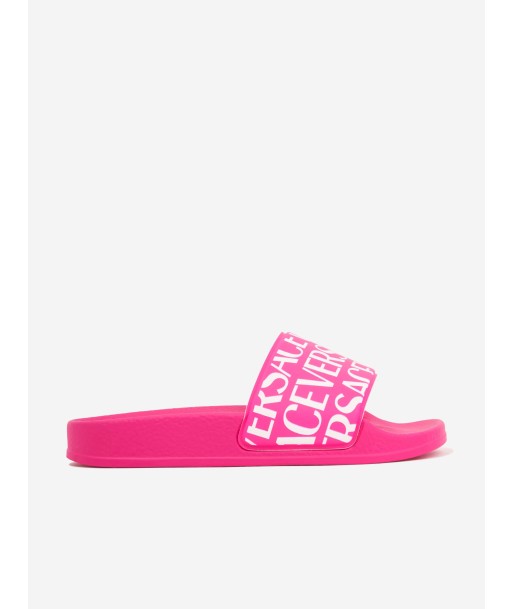 Versace Girls Logo Print Sliders in Pink 50% de réduction en Octobre 2024