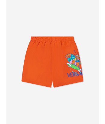 Versace Boys Crocodile Swim Shorts in Orange d'Europe débarque