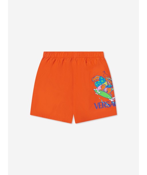 Versace Boys Crocodile Swim Shorts in Orange d'Europe débarque