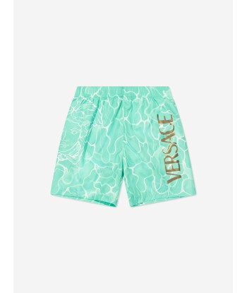 Versace Boys Pool Print Swim Shorts in Aquamarine acheter en ligne