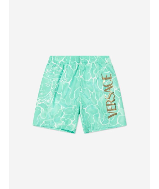 Versace Boys Pool Print Swim Shorts in Aquamarine acheter en ligne