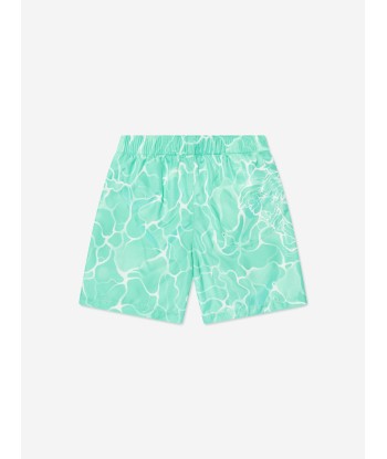 Versace Boys Pool Print Swim Shorts in Aquamarine acheter en ligne