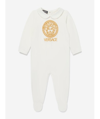 Versace Baby Logo Babygrow in White soldes