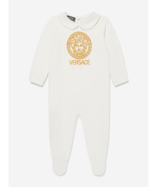 Versace Baby Logo Babygrow in White soldes