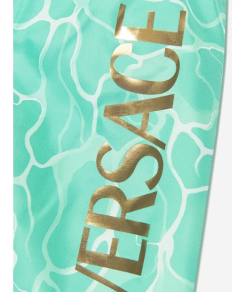 Versace Boys Pool Print Swim Shorts in Aquamarine acheter en ligne